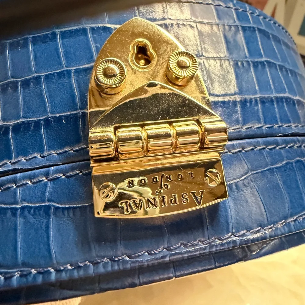 Aspinal of London Hat Box crocodile-embossed patent leather bag